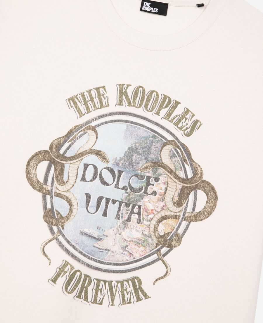 The Kooples HOMME LIGHT BEIGE t-shirt avec s&eacute;rigraphie dolce vita beige