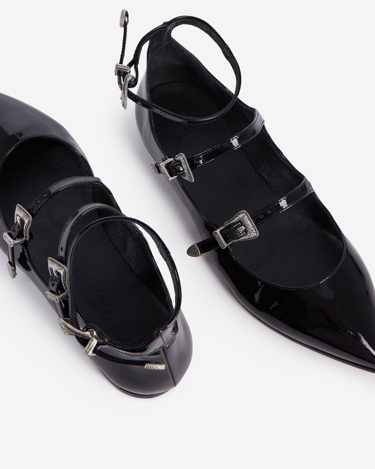 The Kooples DAMEN BLACK schwarze ballerinas aus leder mit schließe