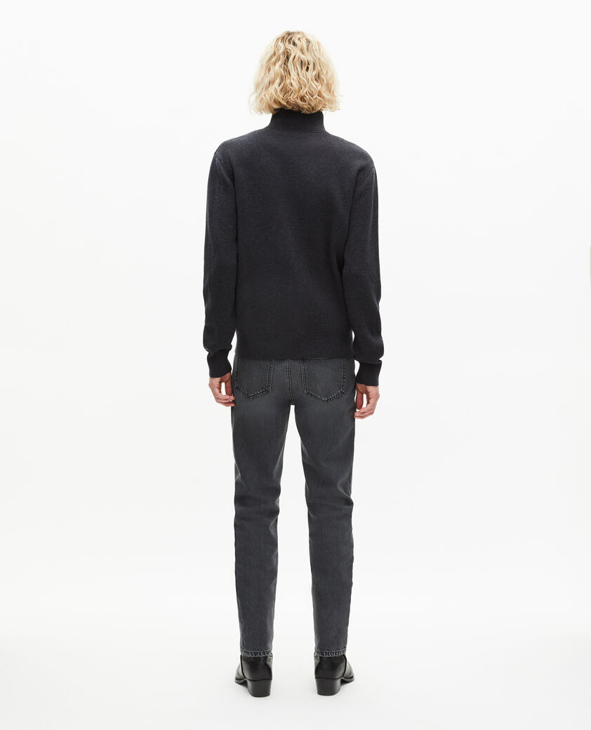 The Kooples H DARK GREY MELANGE double-sided wool cardigan with gray zip