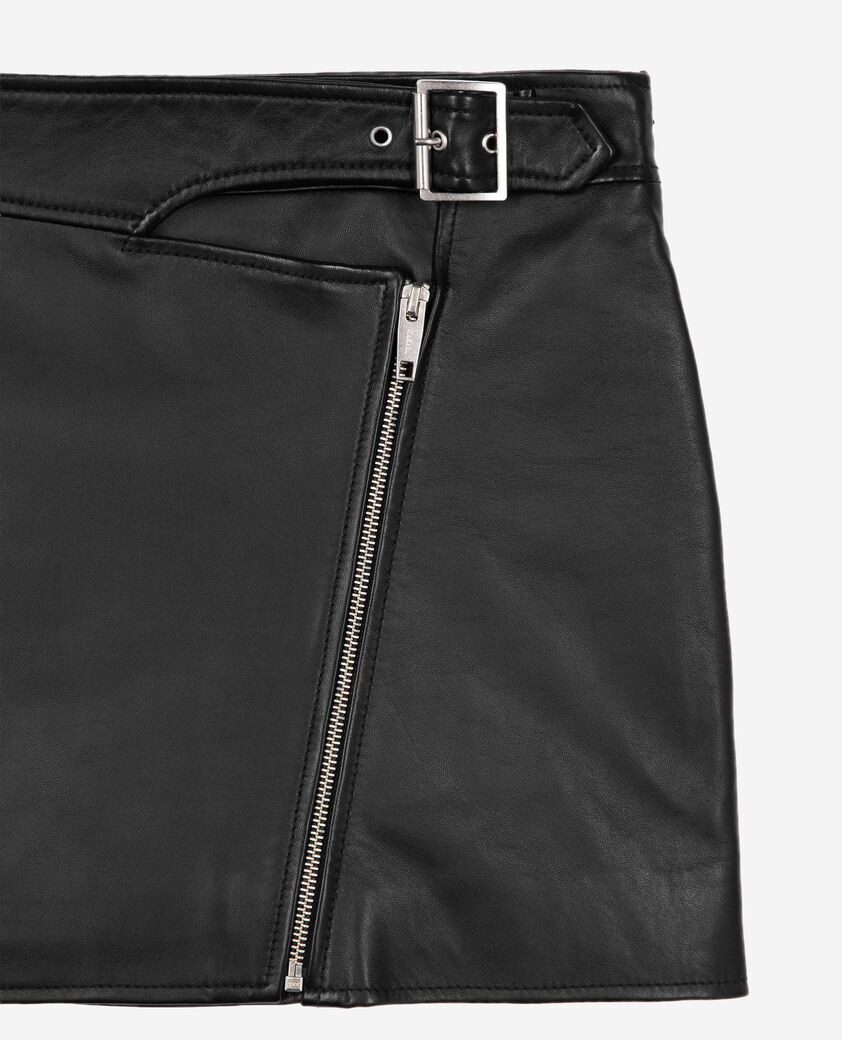 The Kooples FEMME BLACK jupe en cuir avec zip noire
