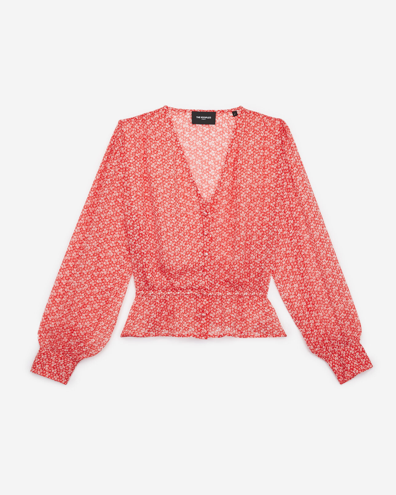 The Kooples WOMEN RED floral printed red shirt with peplum