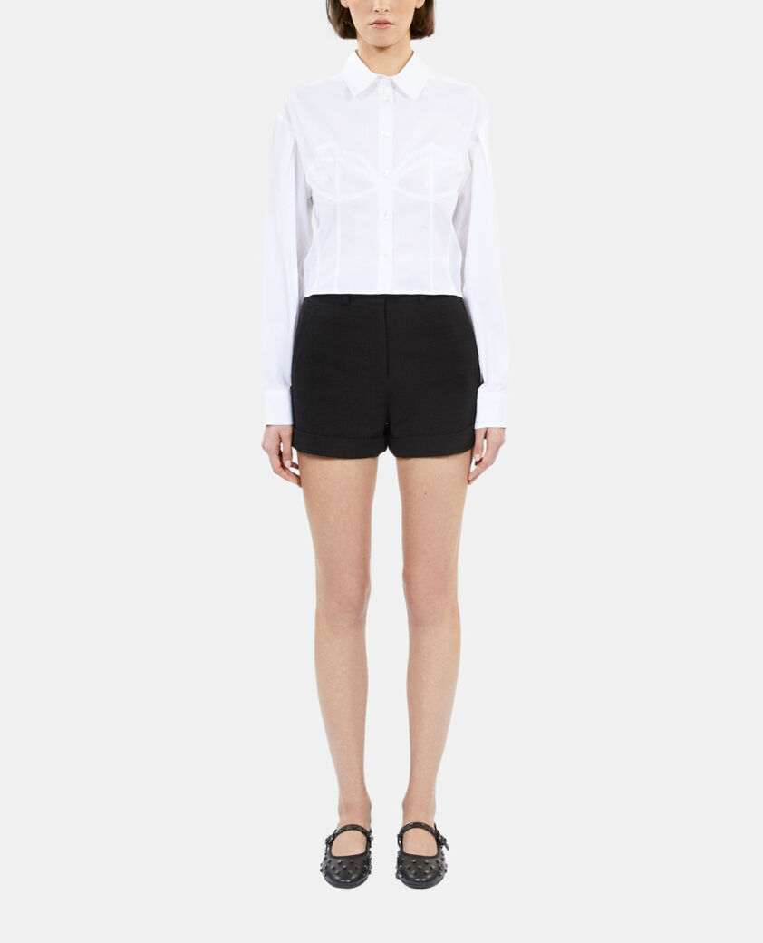 The Kooples MUJER WHITE camisa blanca pespuntes tipo cors&eacute;