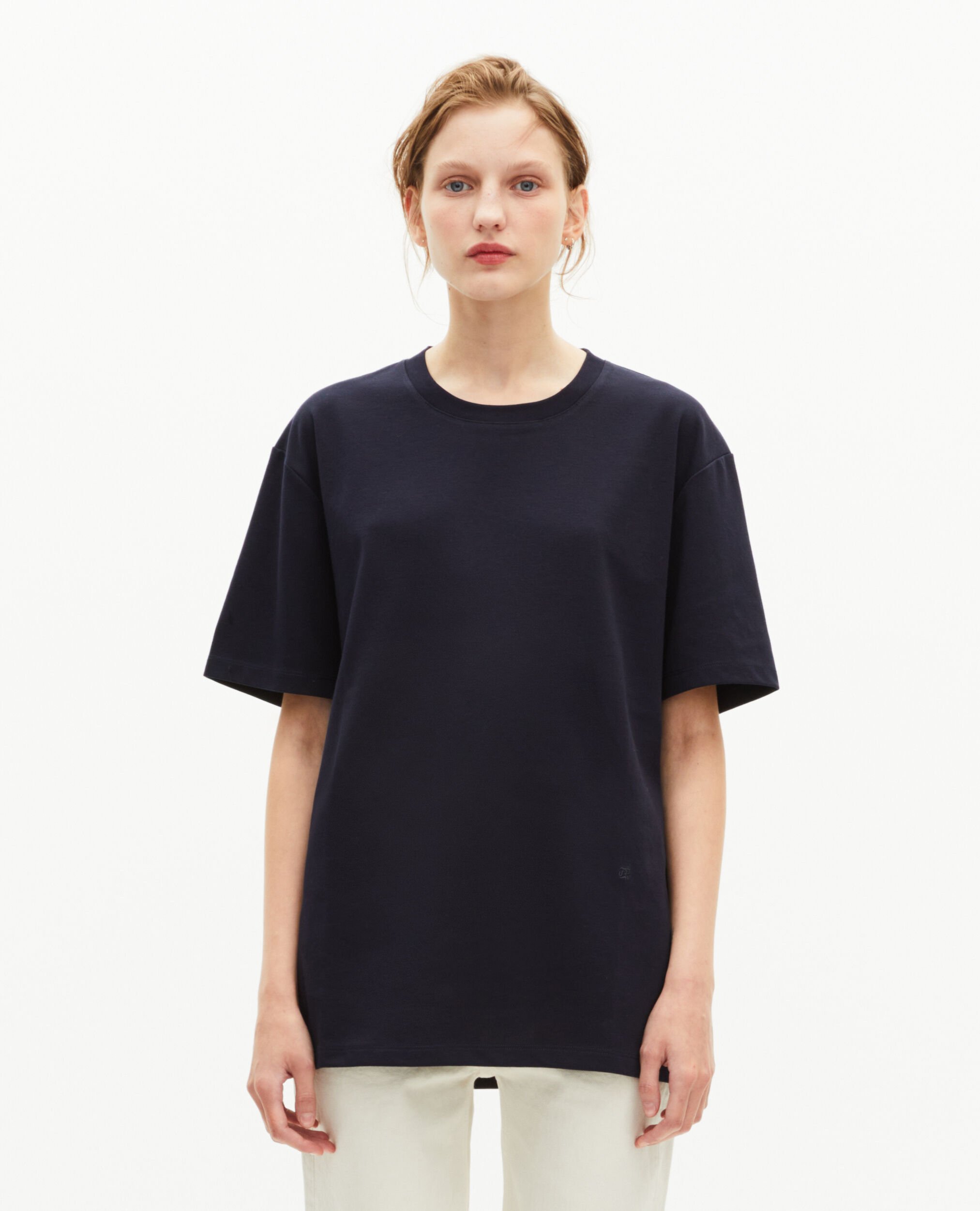 Plain navy blue straight T-shirt, NAVY, hi-res image number null
