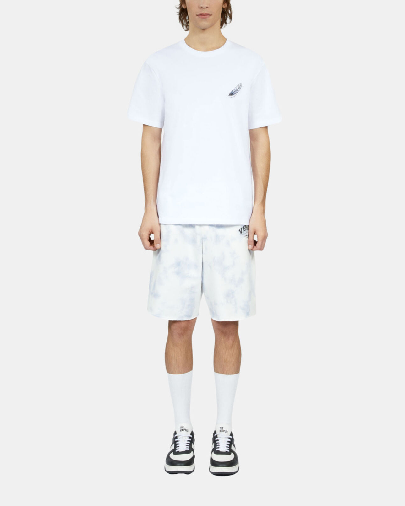 The Kooples HERREN WHITE weißes t-shirt mit feather-stickerei