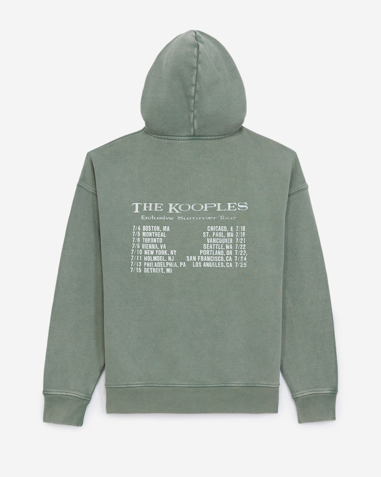 The Kooples HOMME MIDDLE GREEN sweat vert lavé à capuche