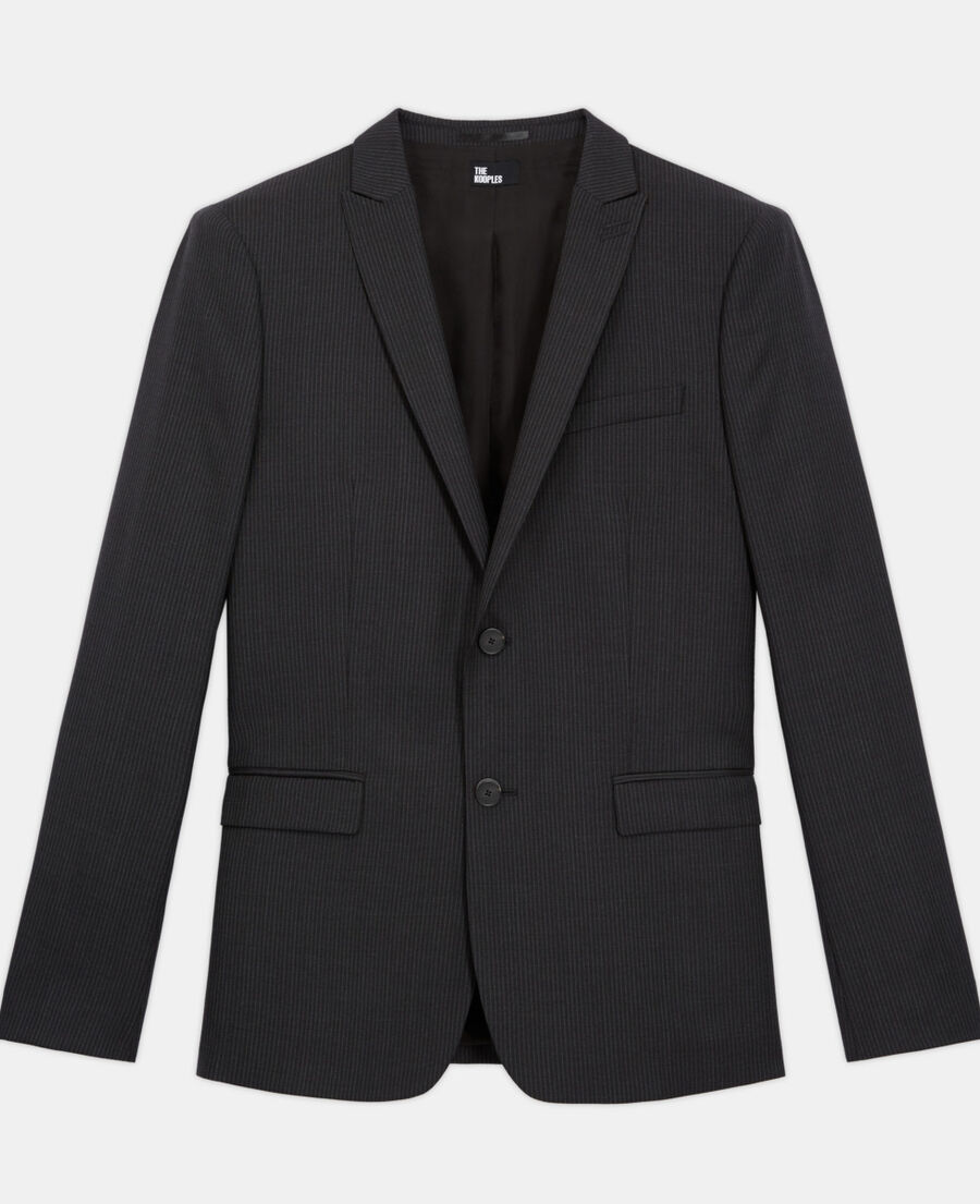 gestreifte anzugjacke aus wolle