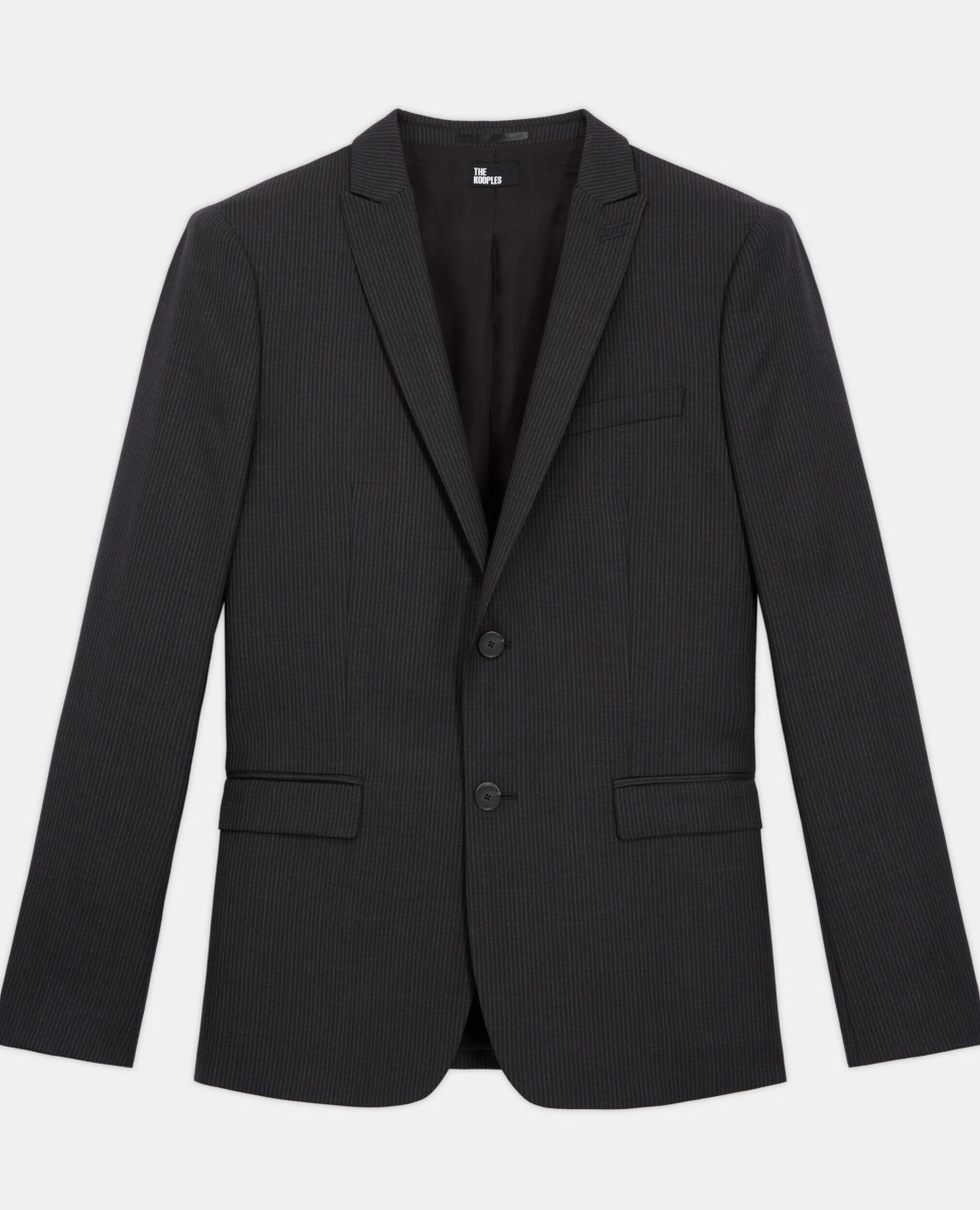 Gestreifte Anzugjacke aus Wolle, BLACK GREY, hi-res image number null