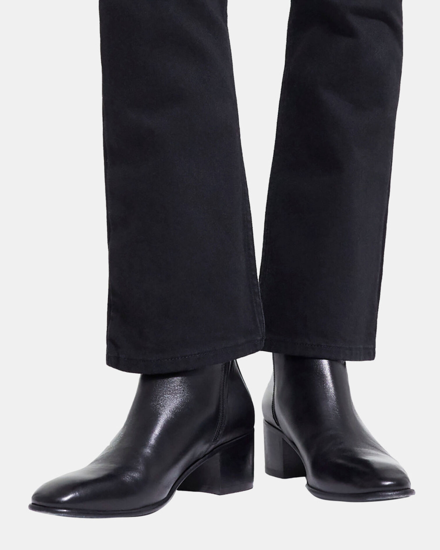 Black square heel leather boots, BLACK, hi-res image number null