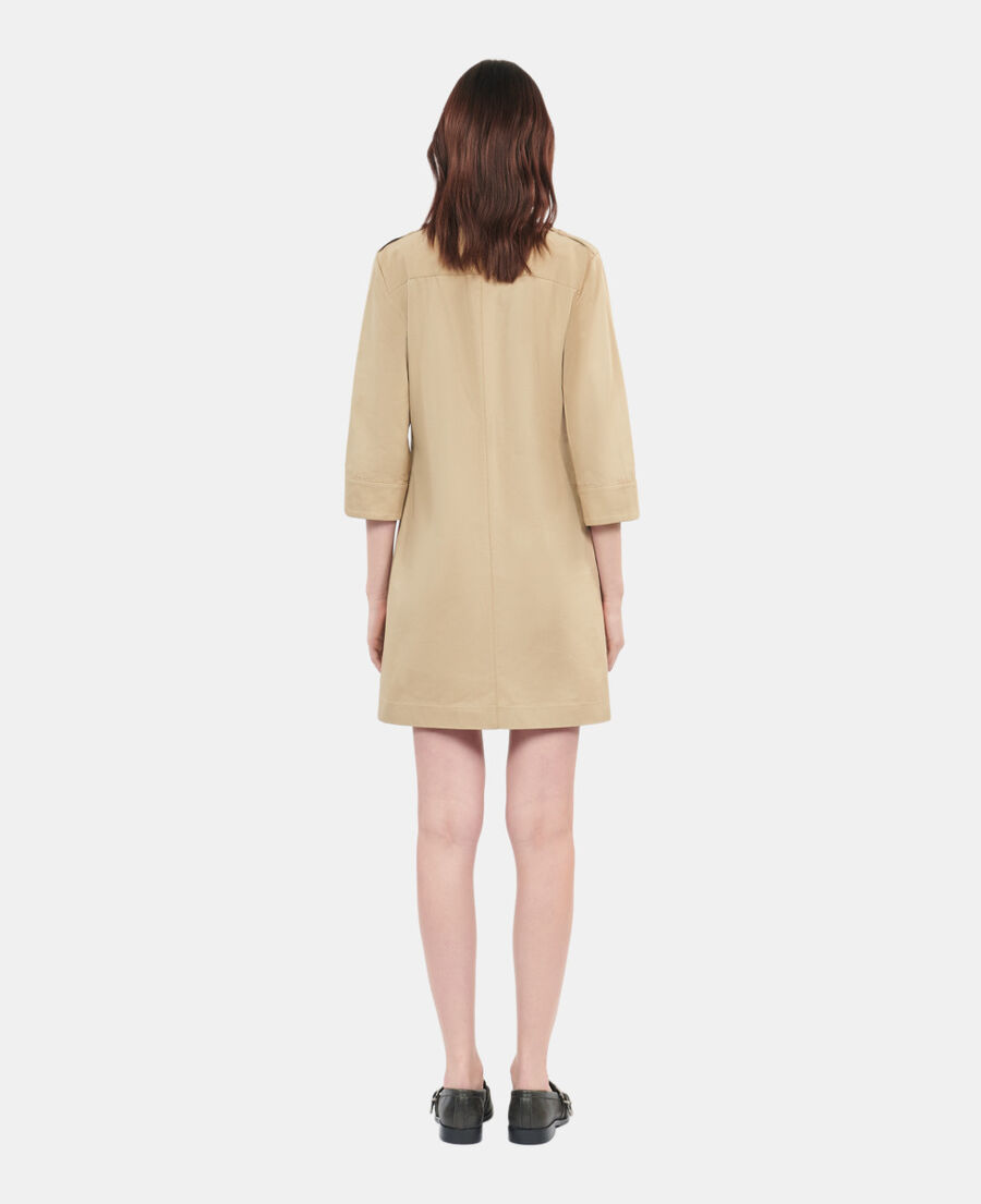 The Kooples FEMME BEIGE robe saharienne courte beige 