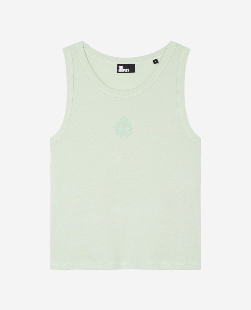 The Kooples DAMEN ALMOND GREEN tanktop aus baumwolle mit gr&uuml;nem wappen