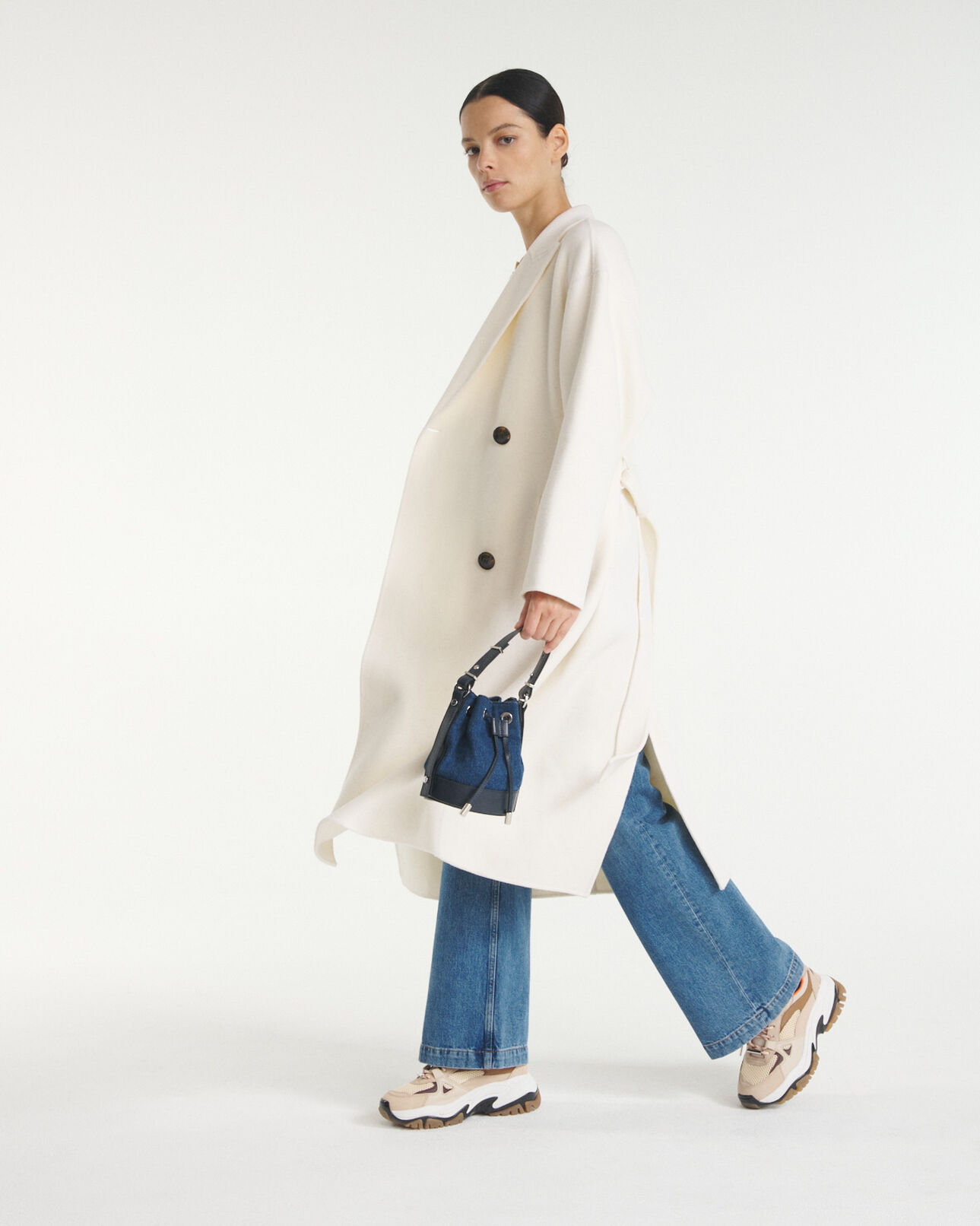The Kooples DAMEN ECRU wollmantel ecrufarben doubleface oversized
