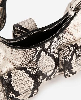 The Kooples WOMEN BLACK WHITE amelia small bag in python-effect leather