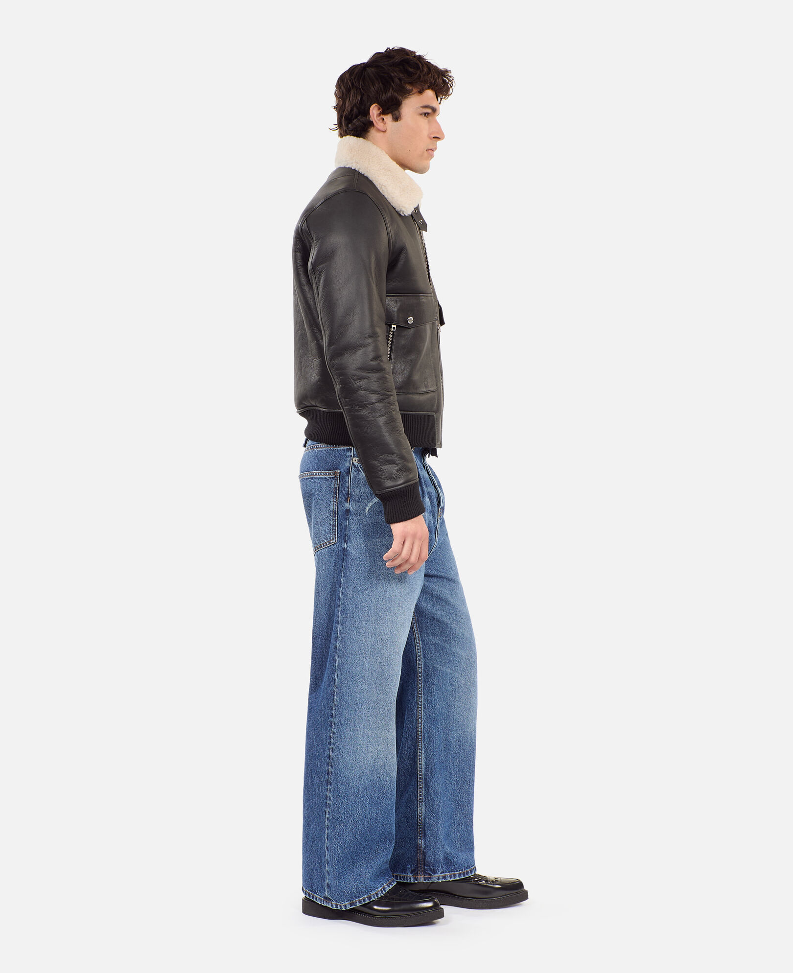 The Kooples HOMME BLACK peau lainée courte noire