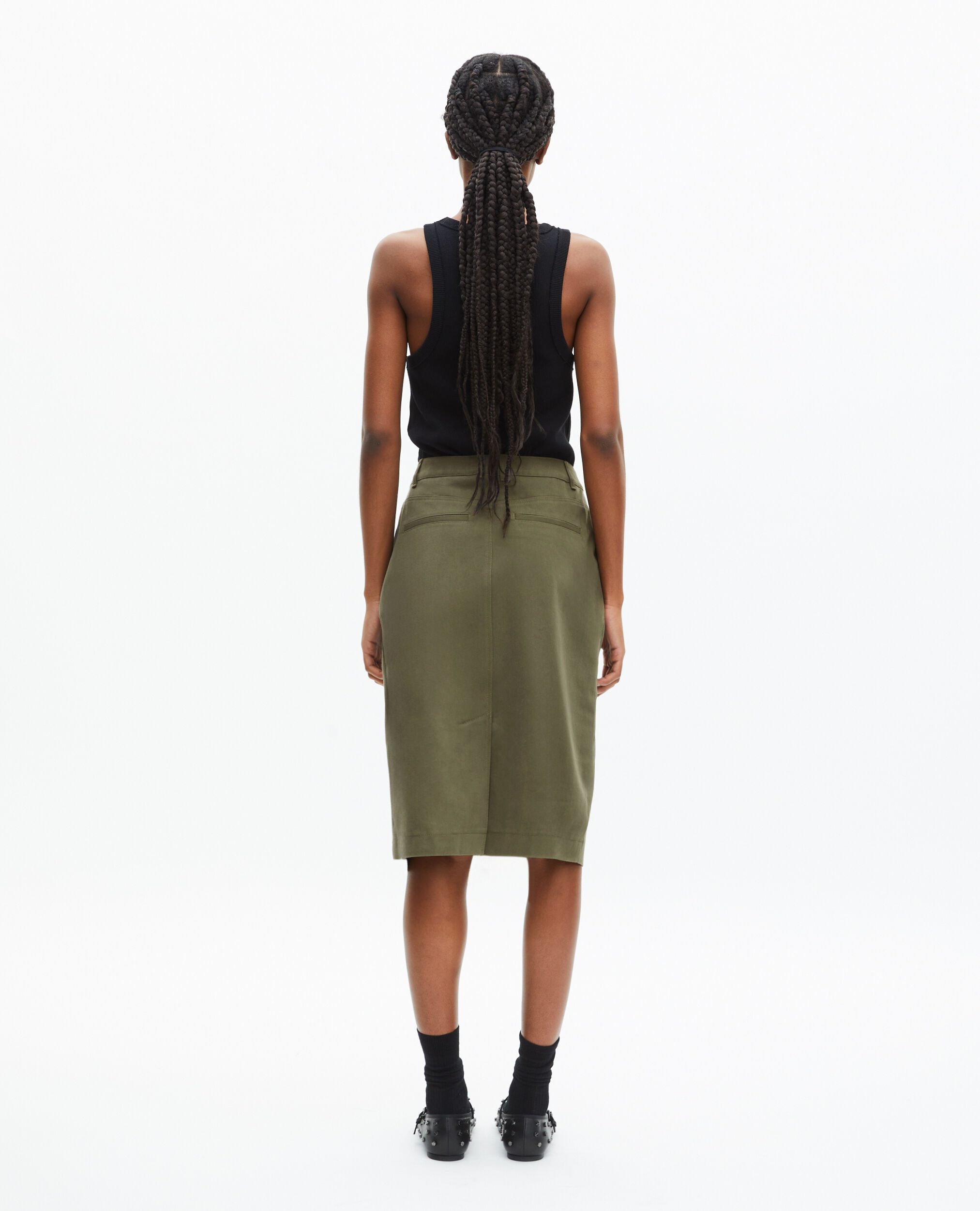 Women's Khaki cargo midi skirt | The Kooples US