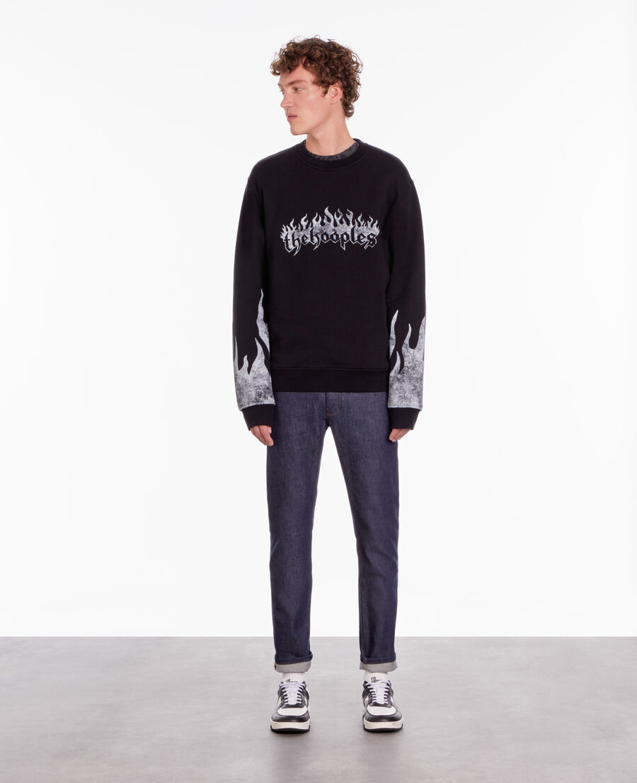 black sweatshirt with kooples on fire serigraphy