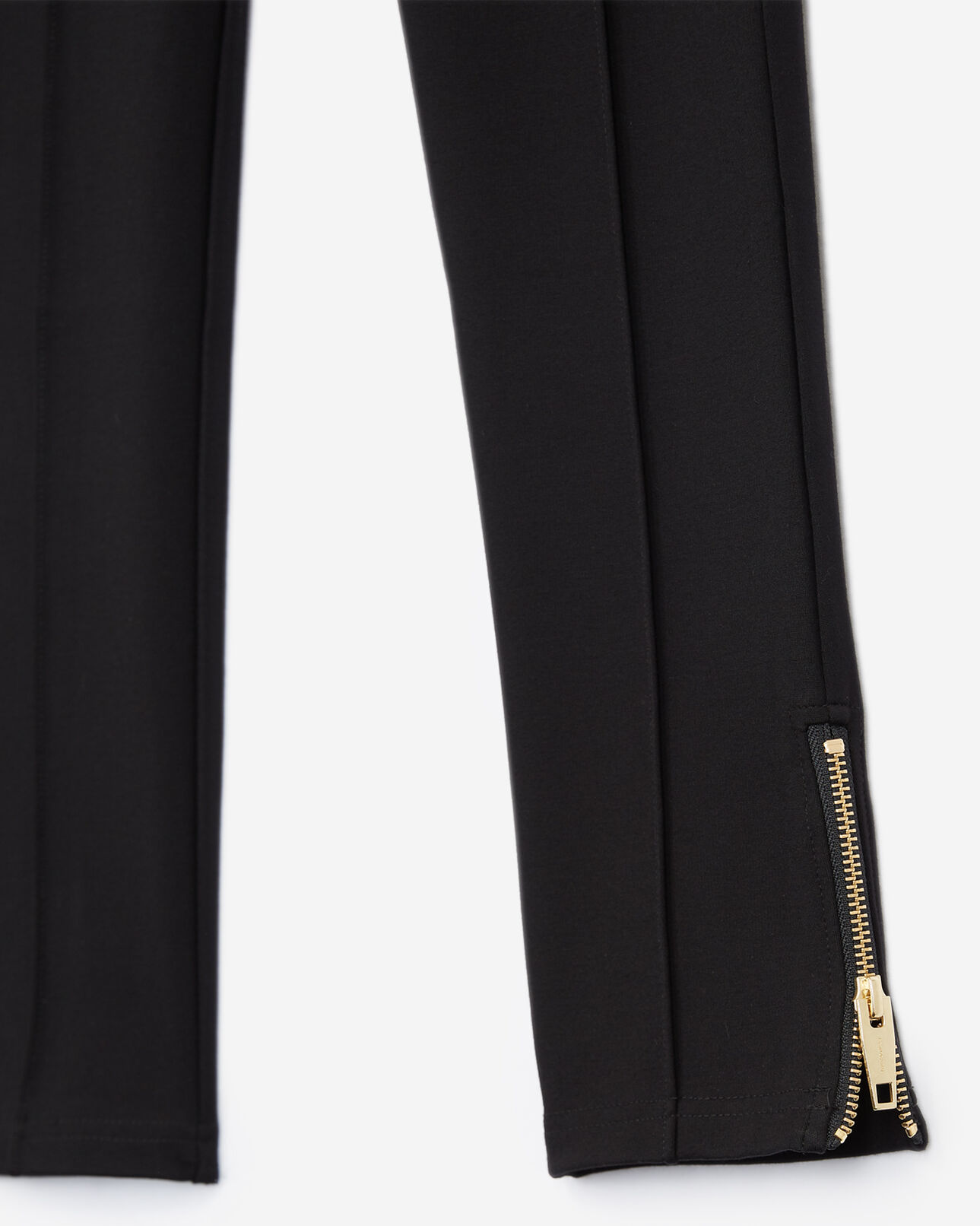 The Kooples WOMEN BLACK flared, technical fleece joggers with golden zips