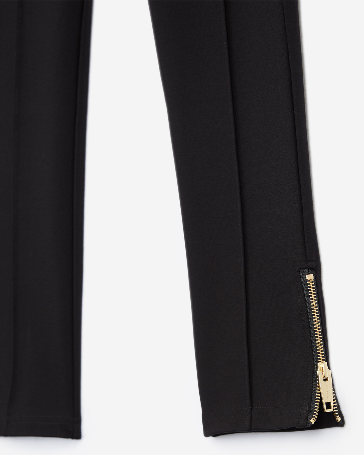 Flared, technical fleece joggers with golden zips, BLACK, hi-res image number null