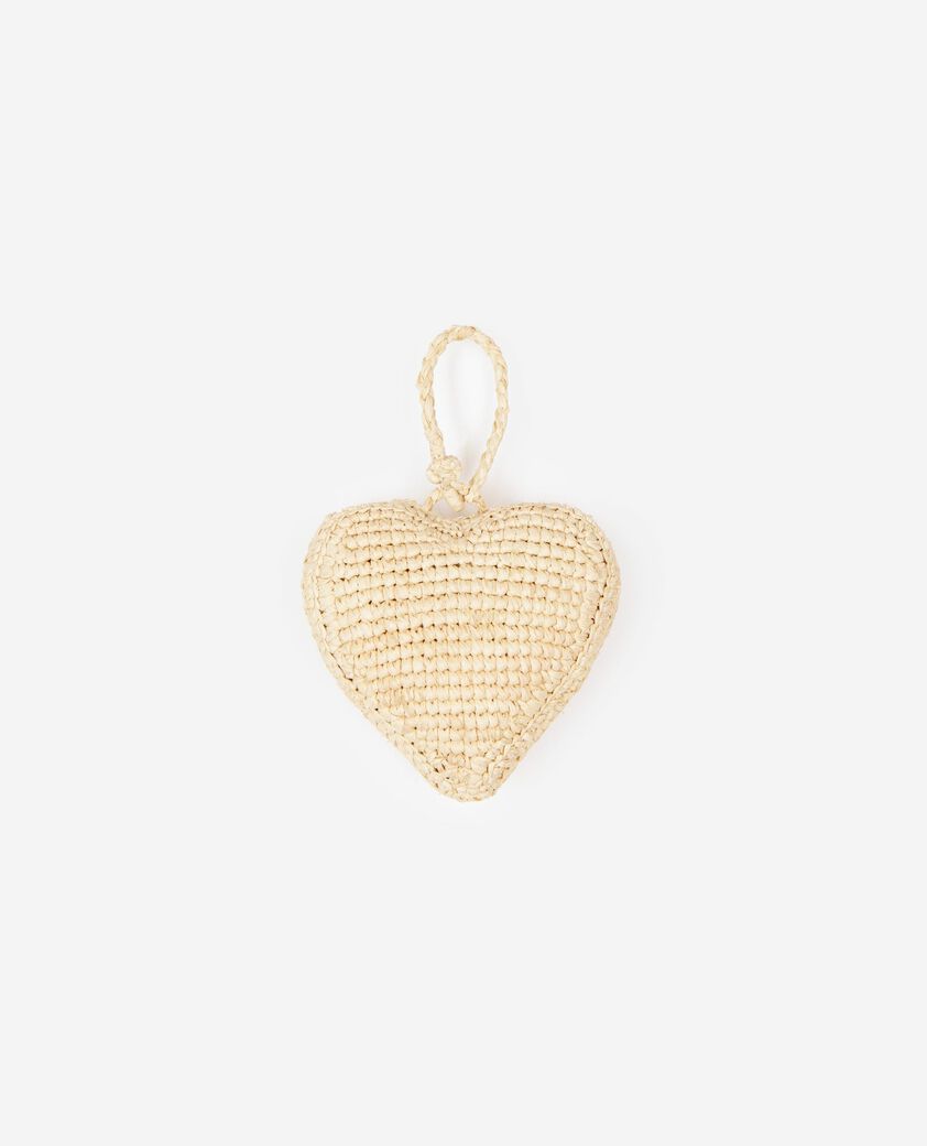 The Kooples WOMEN ECRU BLACK ecru raffia heart jewel bag