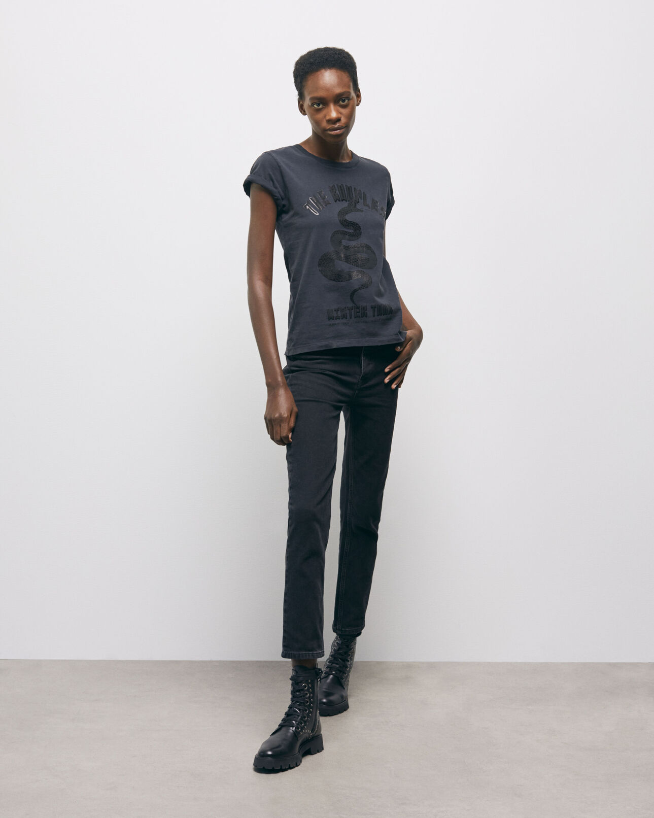 The Kooples FEMME BLACK t-shirt sérigraphié noir