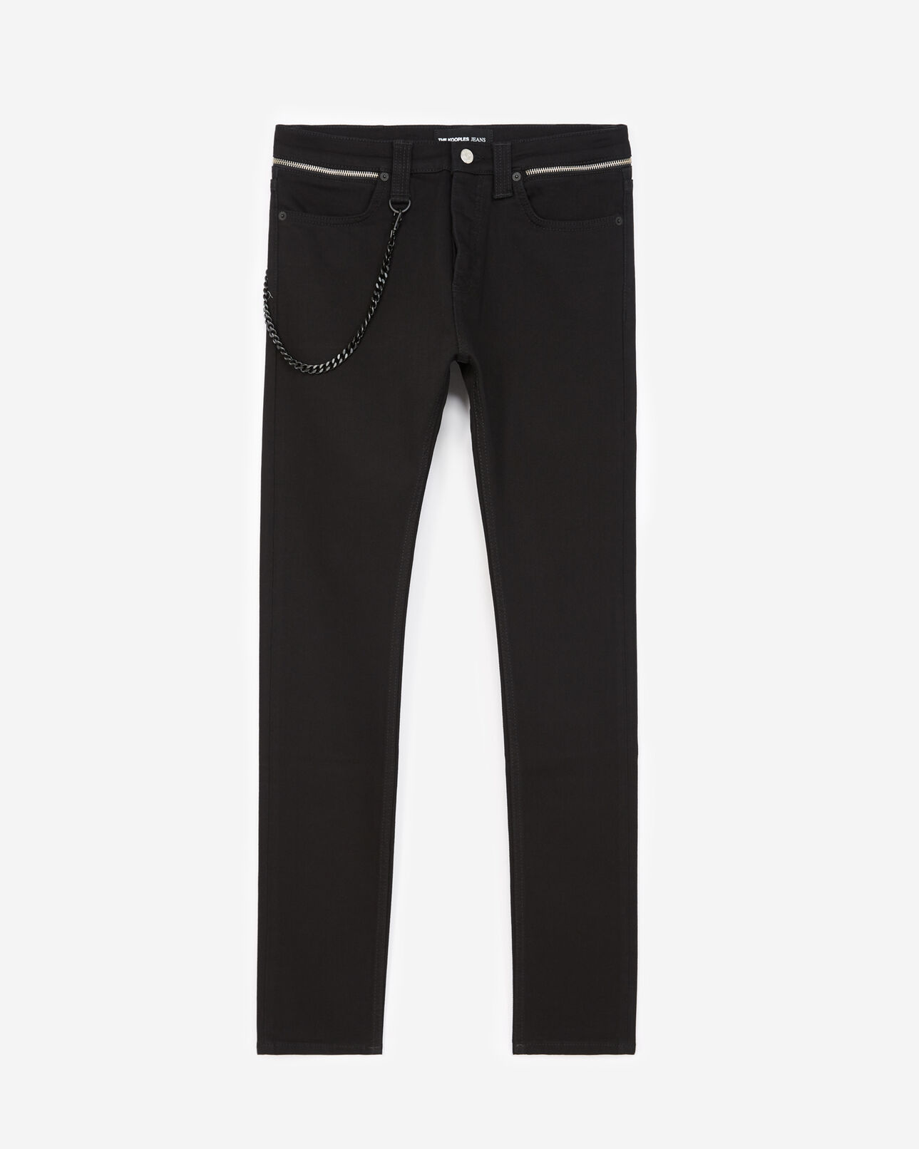 The Kooples MEN BLACK skinny black cotton jeans with chain