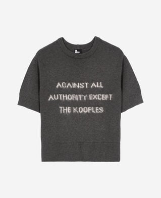 The Kooples F MIDDLE GREY MEL/WHITE short sleeved screen printed sweater