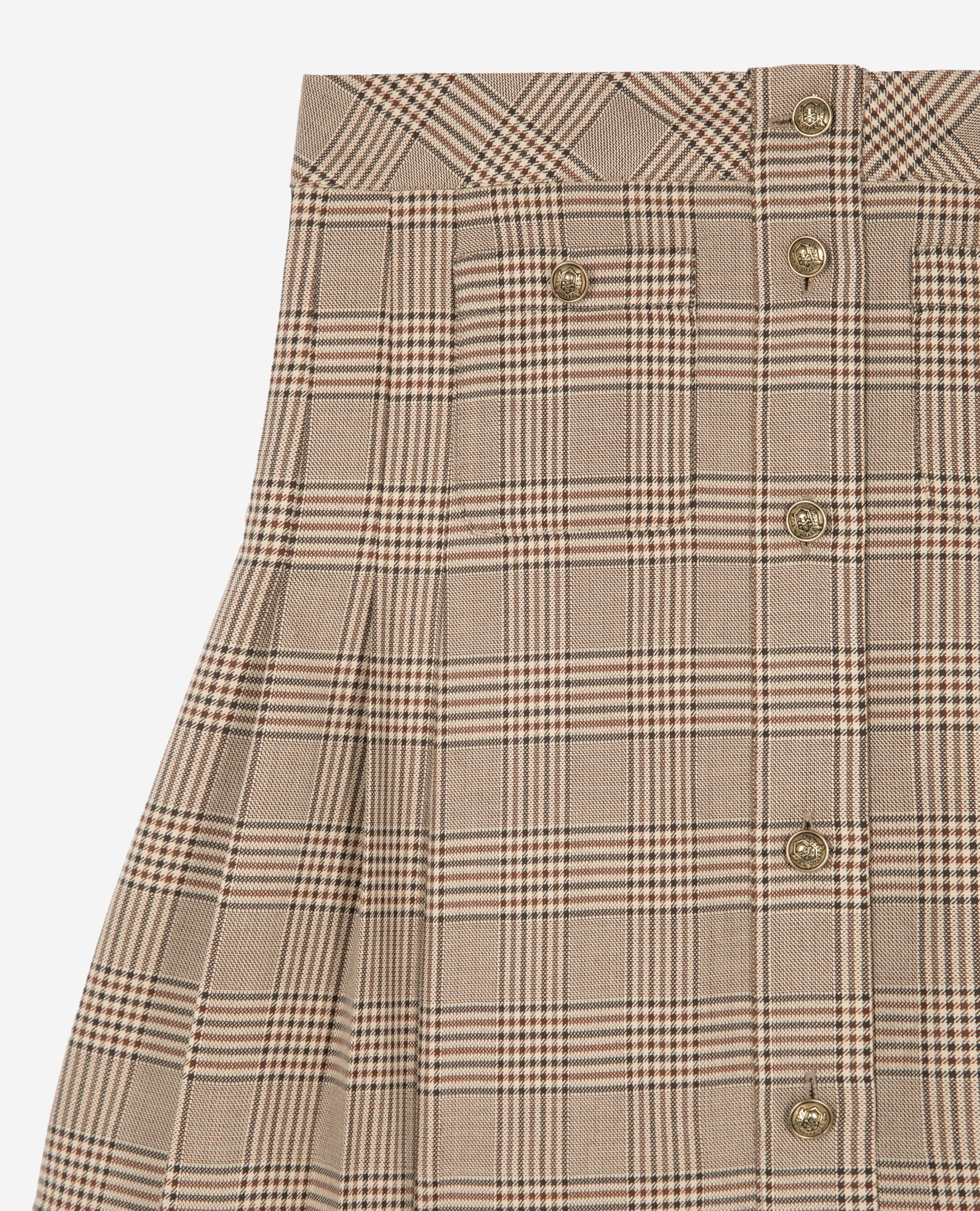 Prince of Wales short skirt beige, BEIGE-BROWN, hi-res image number null