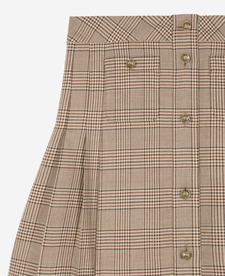 The Kooples WOMEN BEIGE-BROWN prince of wales short skirt beige