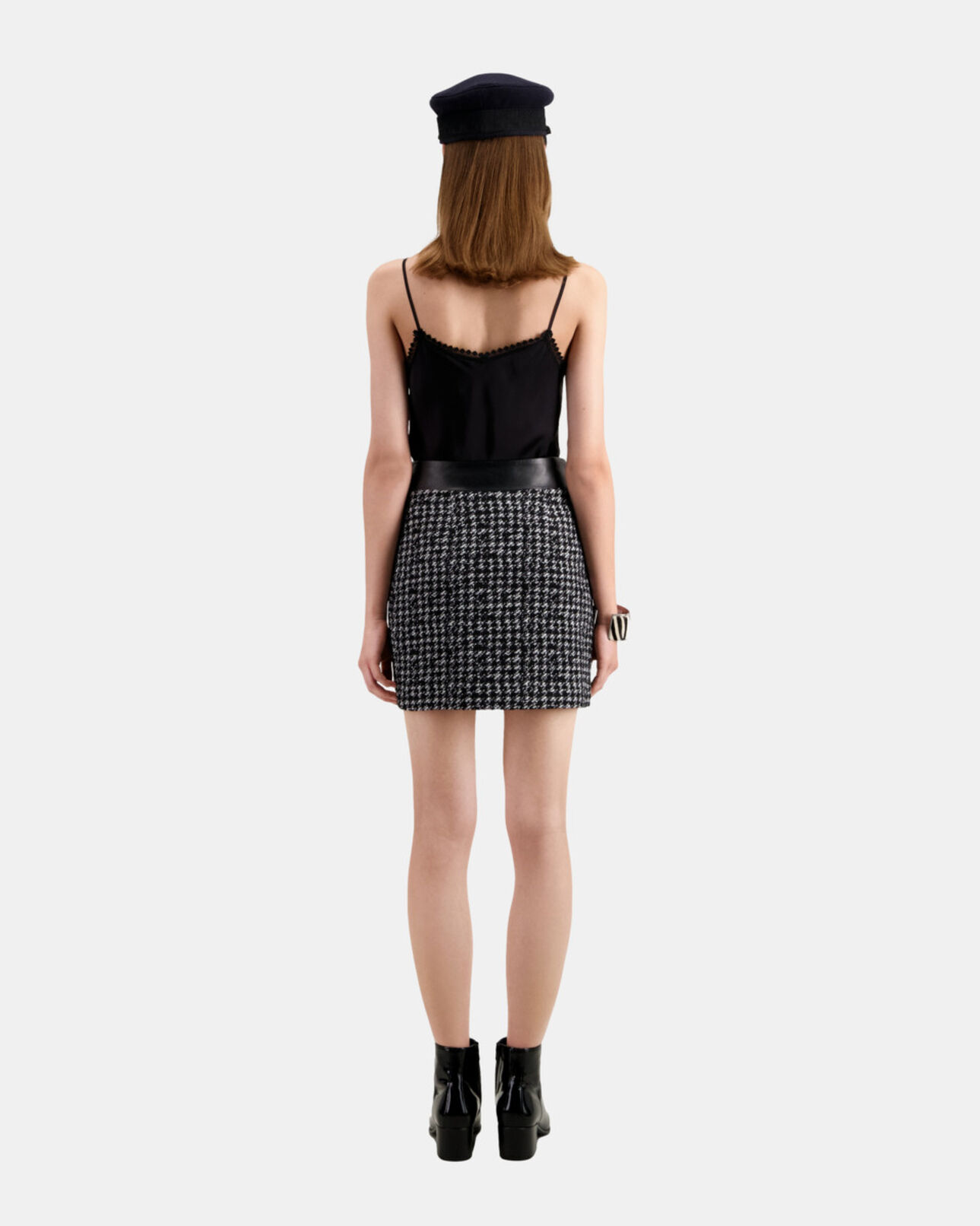 The Kooples MUJER BLACK WHITE falda corta negra tweed