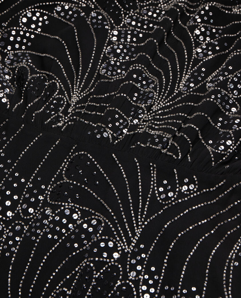 The Kooples WOMEN BLACK short black dress with sequins and beads