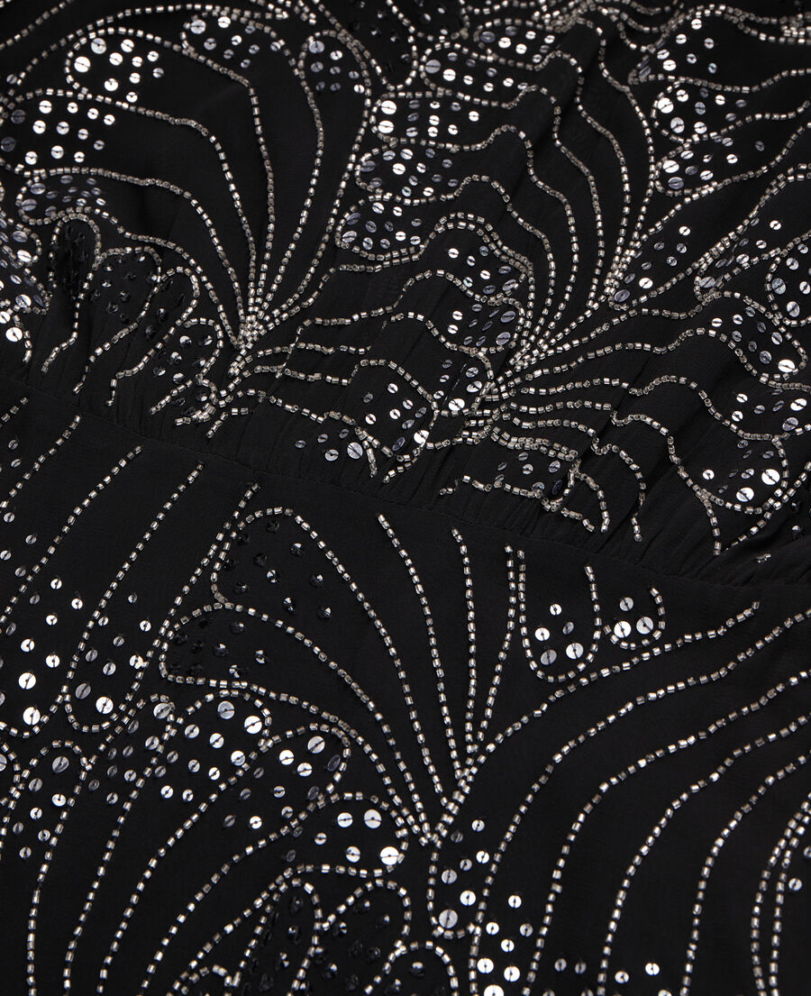 The Kooples WOMEN BLACK short black dress with sequins and beads