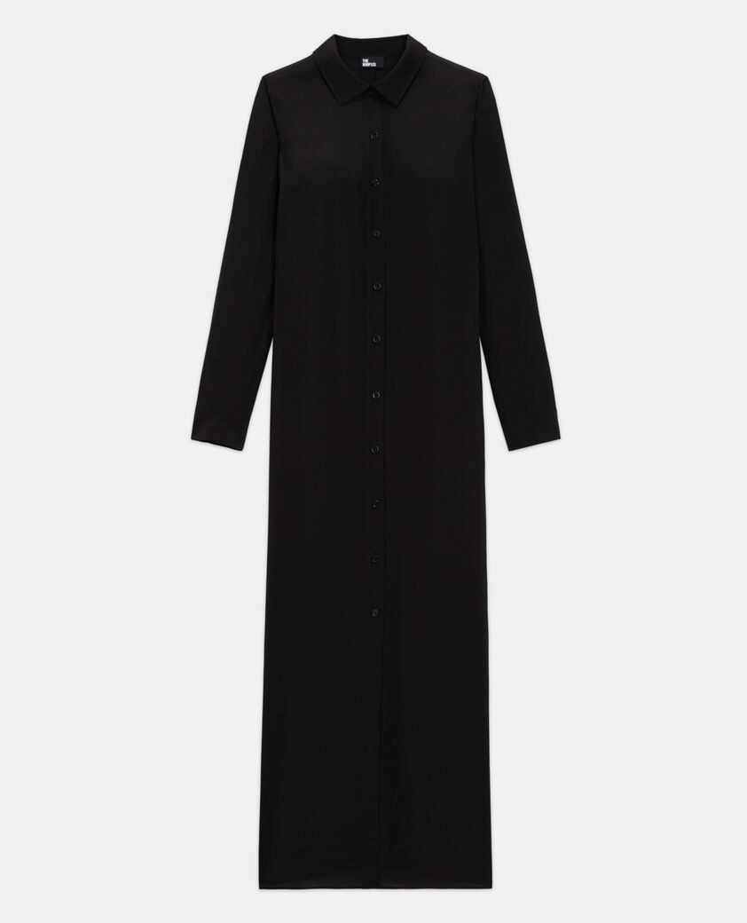 The Kooples WOMEN BLACK long black silk dress