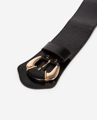 The Kooples F BLACK wide black leather belt