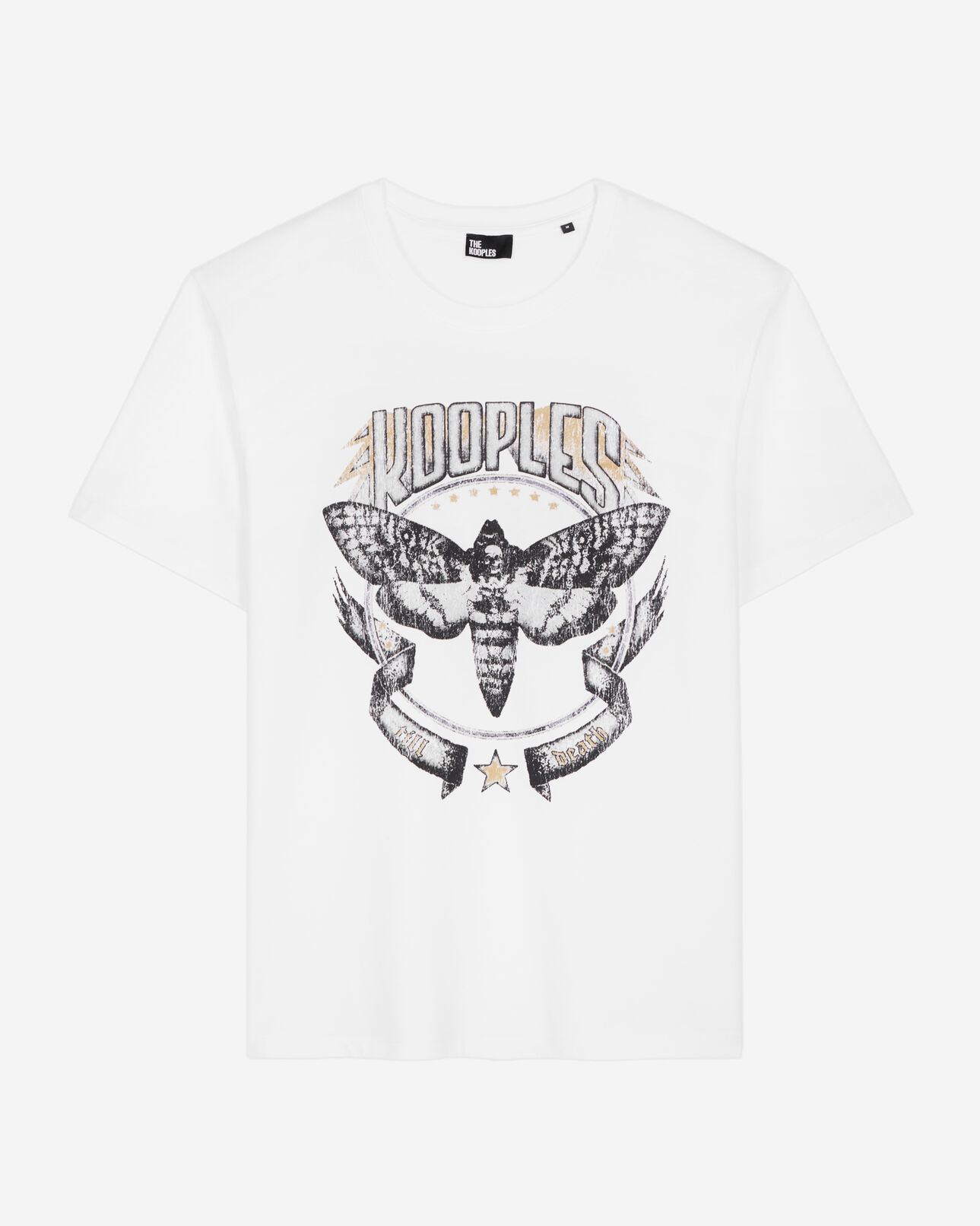 The Kooples MEN WHITE white t-shirt with skull butterfly serigraphy