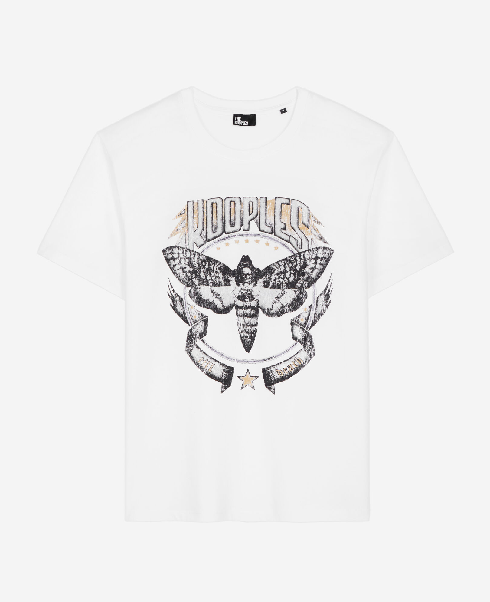 The Kooples MEN WHITE white t-shirt with skull butterfly serigraphy