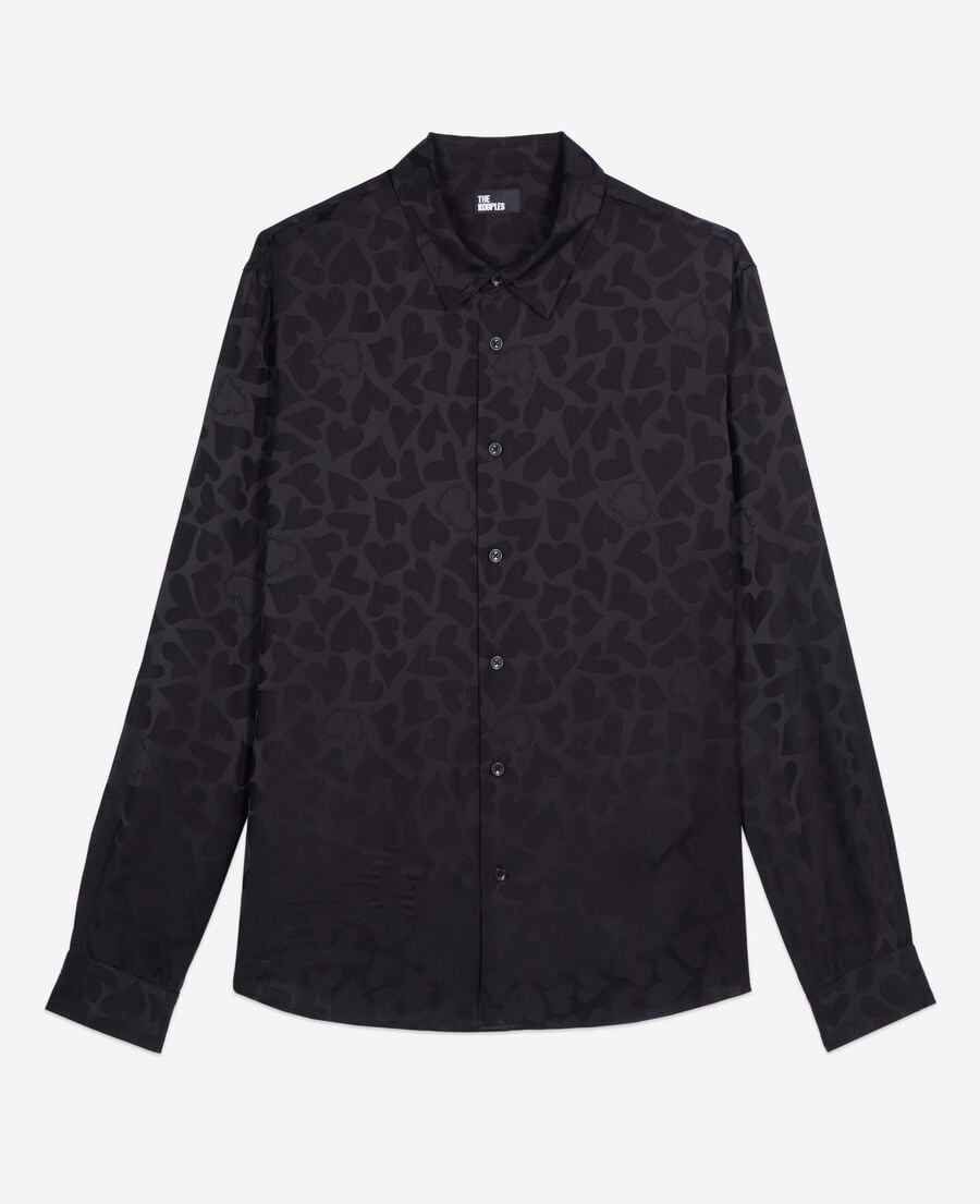 The Kooples H BLACK black jacquard shirt with hearts