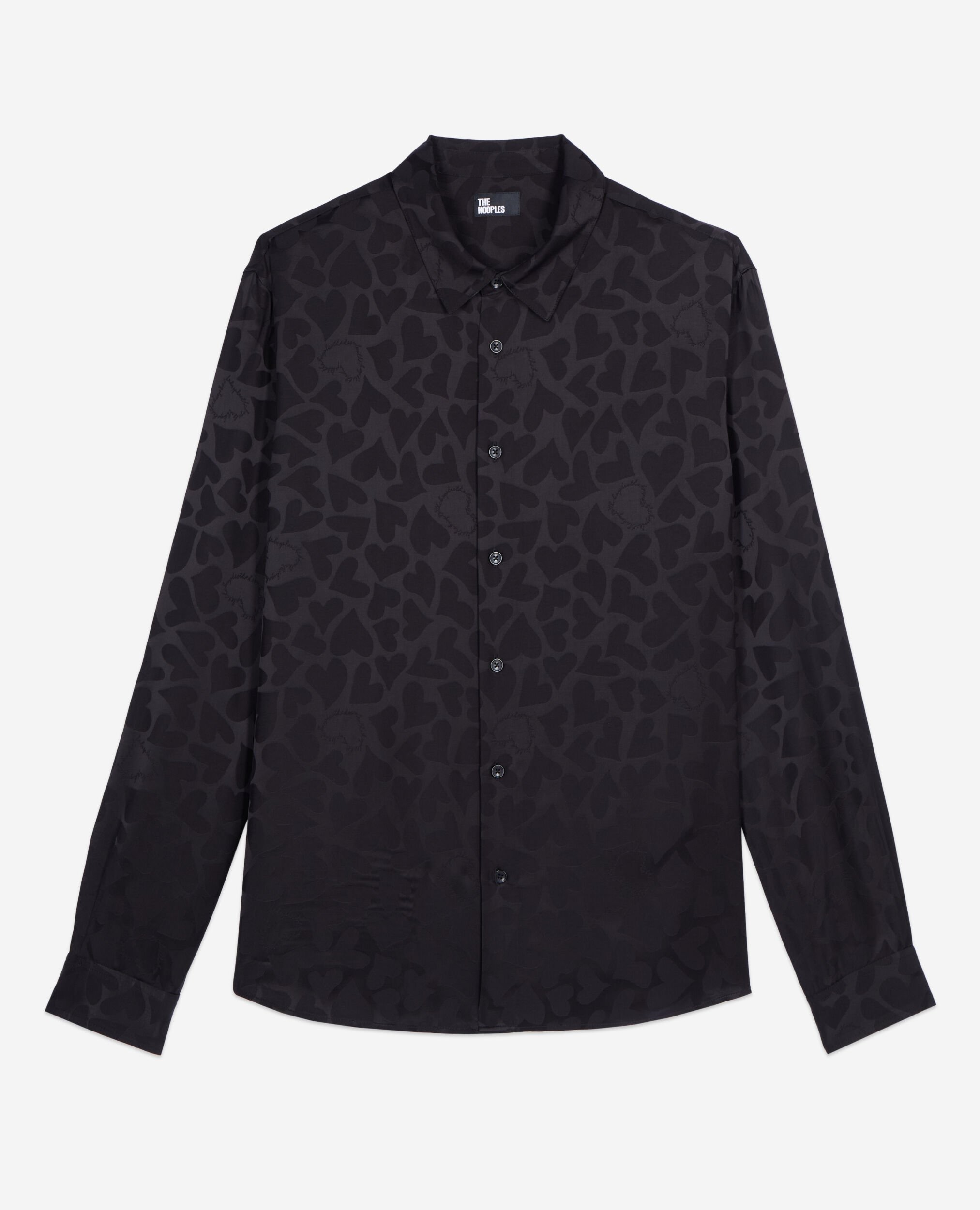 Black jacquard shirt with hearts, BLACK, hi-res image number null