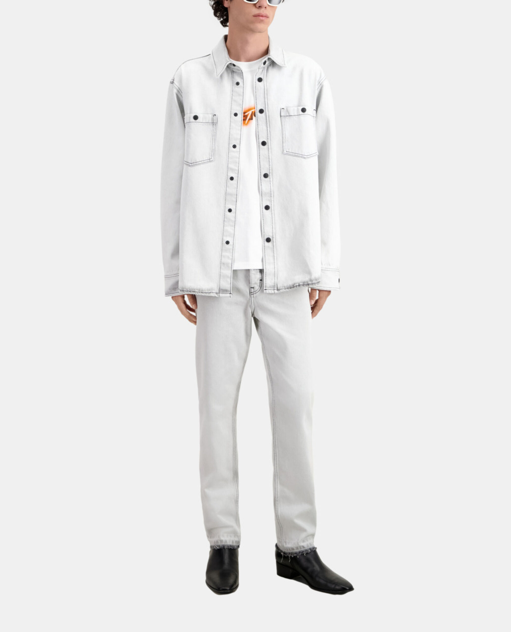 Chemise blanche en denim décoloré, WHITE BLEACH, hi-res image number null