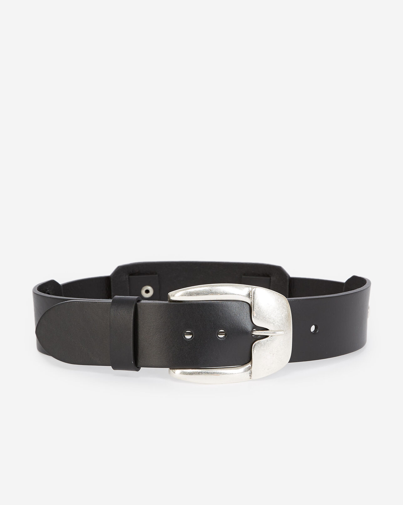 The Kooples FEMME BLACK ceinture cuir large à détail pressions