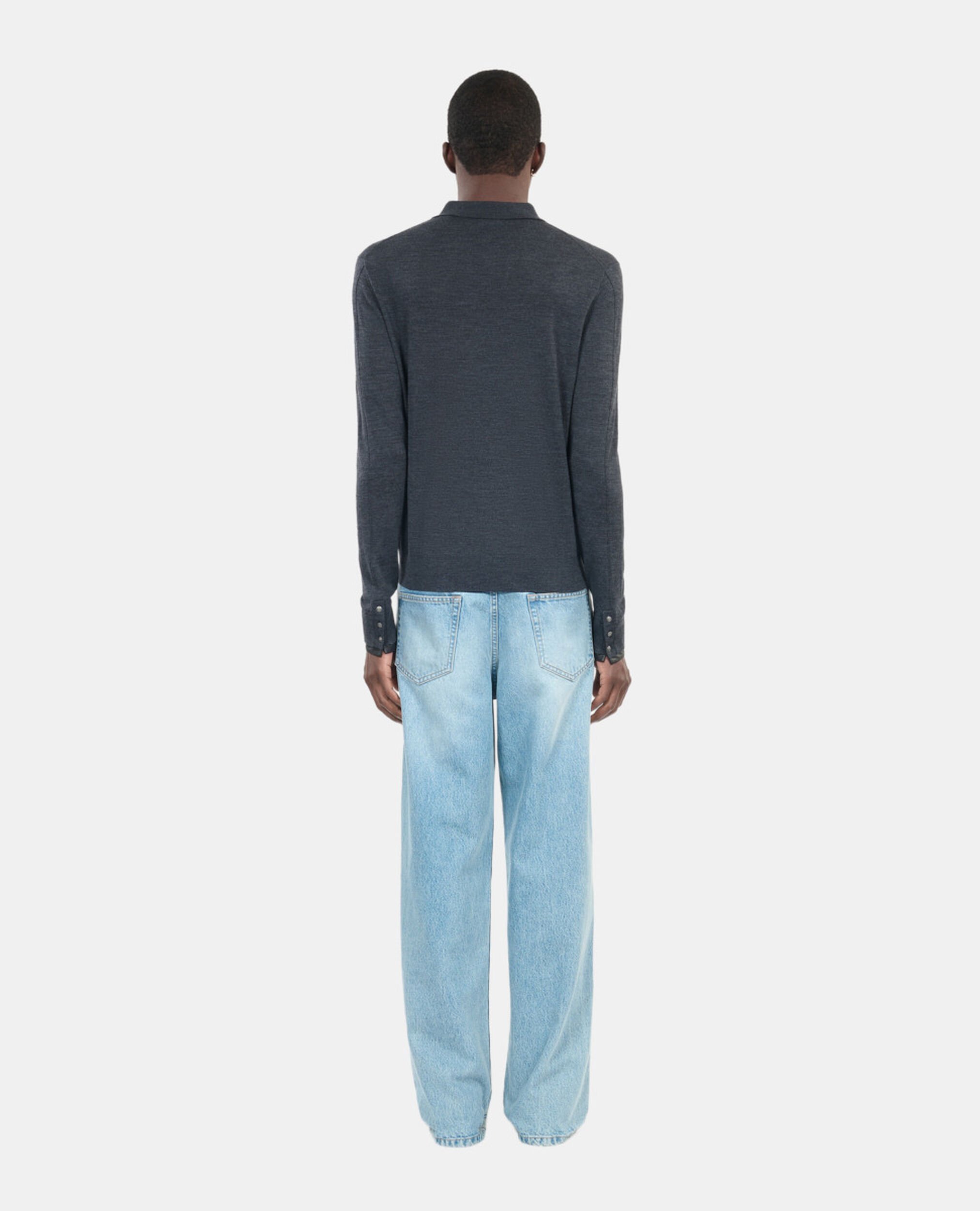 Grey wool sweater, ANTHRACITE MELANGE, hi-res image number null