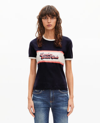 The Kooples WOMEN DARK NAVY t-shirt with navy screen print