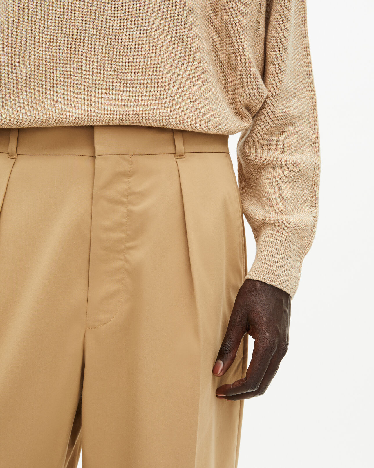 The Kooples HERREN BEIGE beigefarbene bundfaltenhose