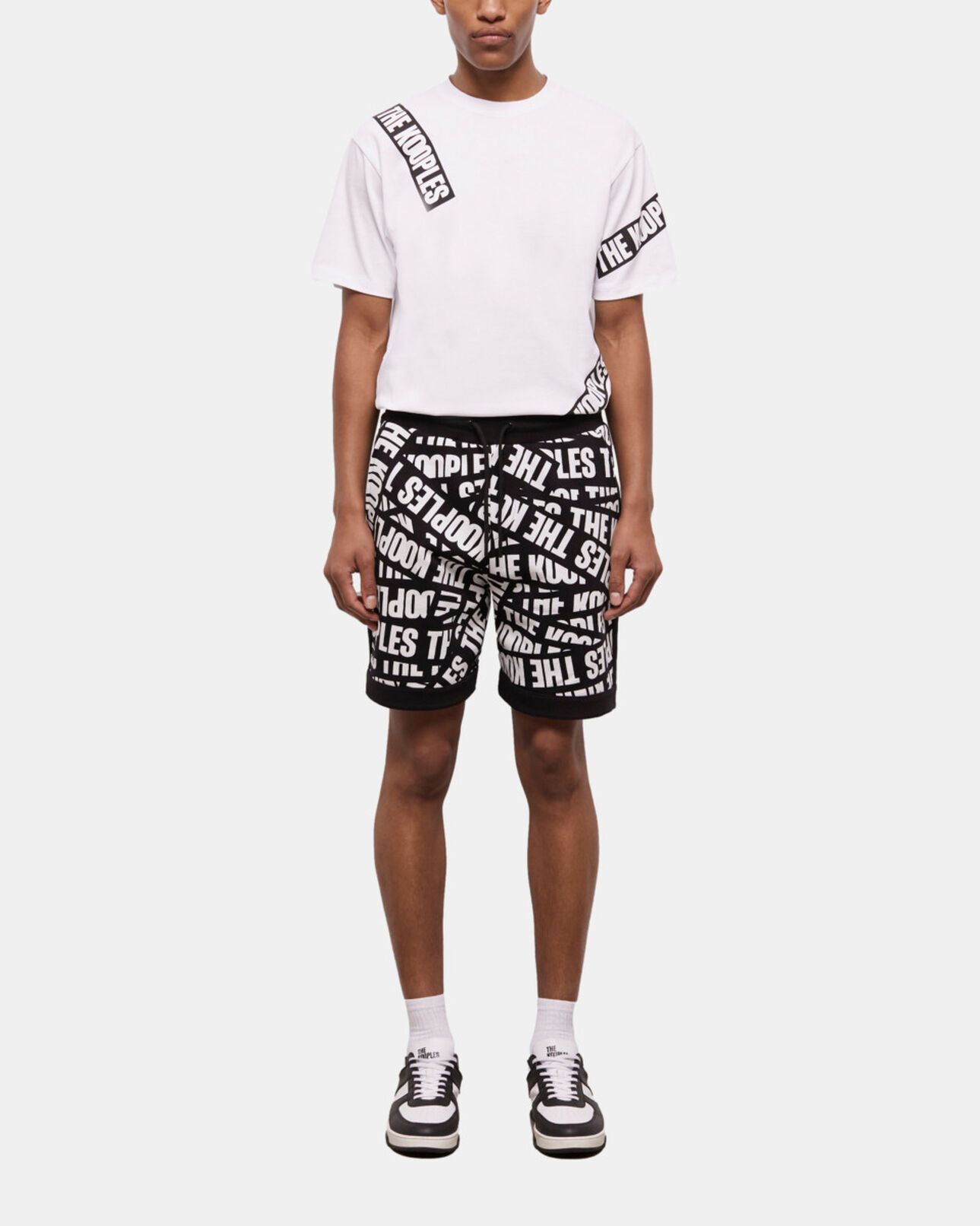 The Kooples MEN BLACK / WHITE shorts with tape logo