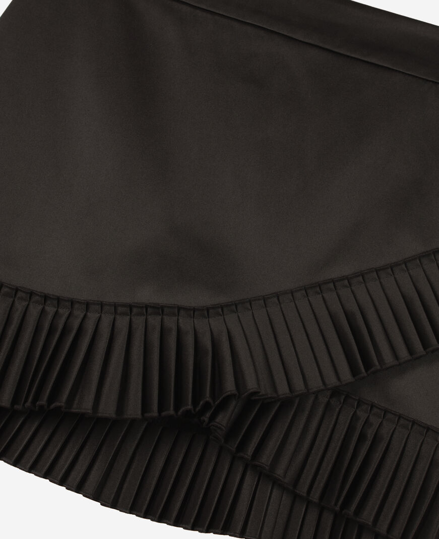 The Kooples WOMEN BLACK black satin wrap-style short skirt