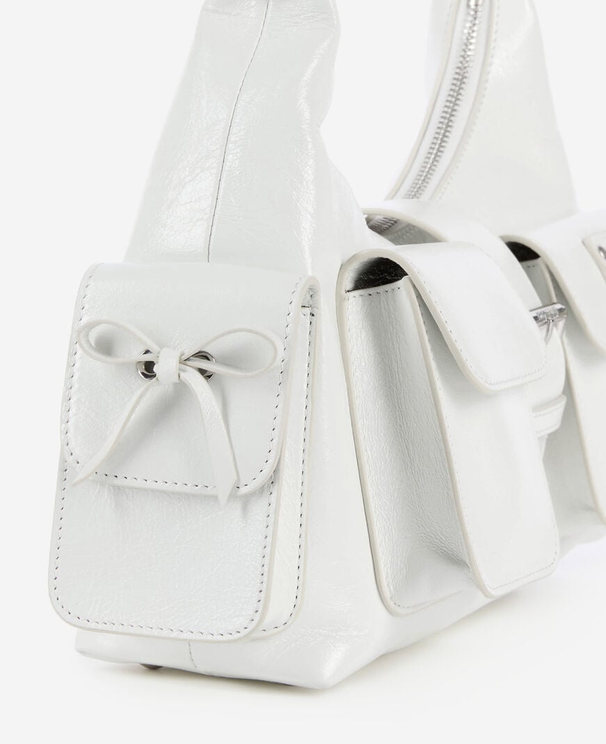The Kooples DAMEN WHITE weiße amelia tasche aus leder mit vintage-behandlung