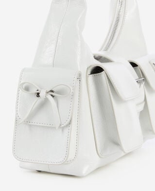 The Kooples DAMEN WHITE weiße amelia tasche aus leder mit vintage-behandlung