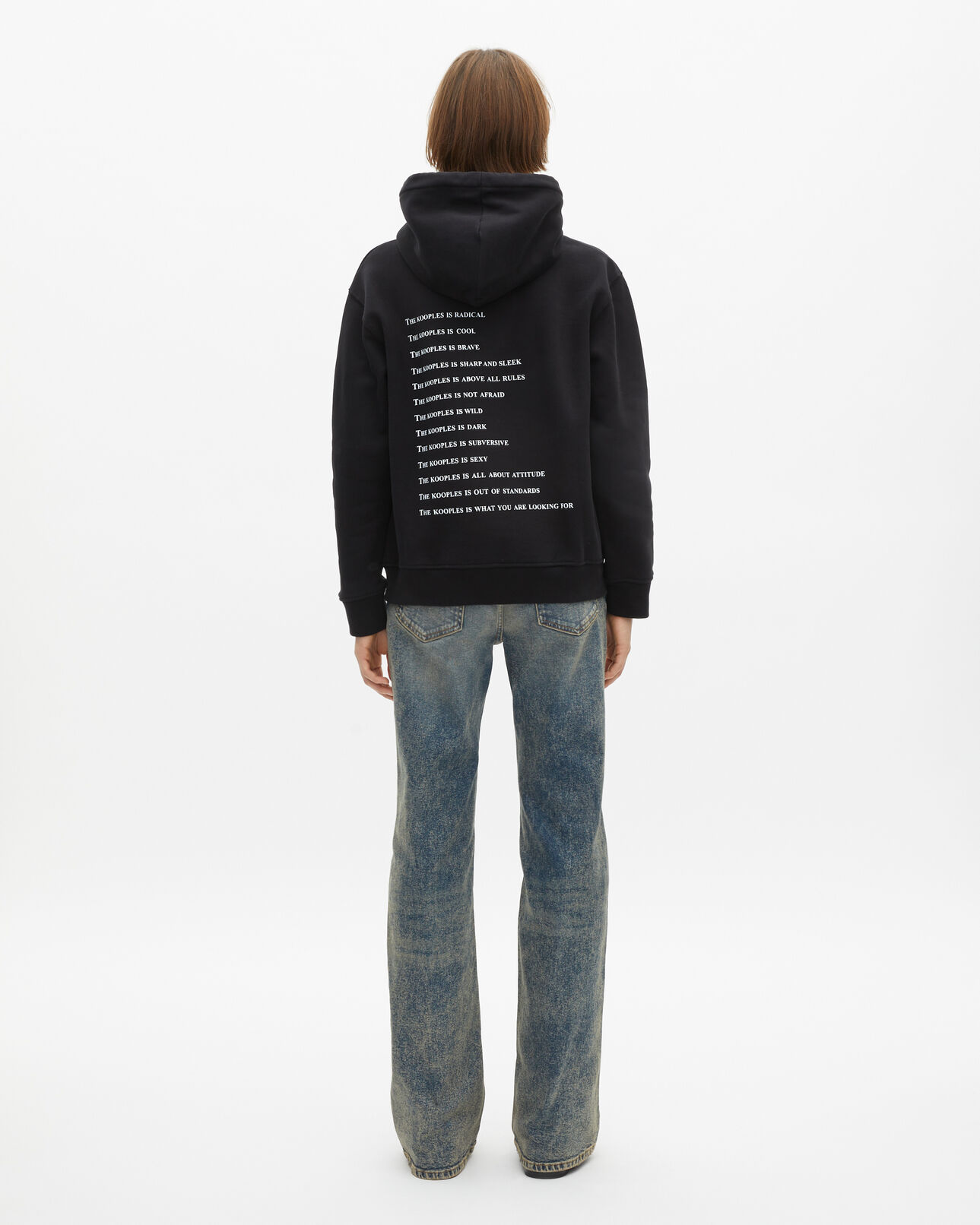 The Kooples WOMEN BLACK what is hoodie with black rhinestones