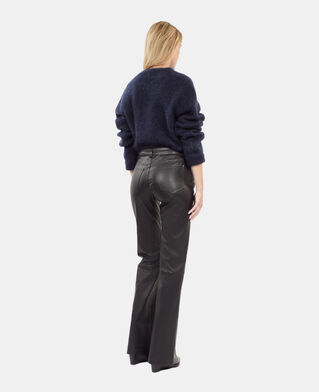 The Kooples WOMEN BLACK black leather flare trousers