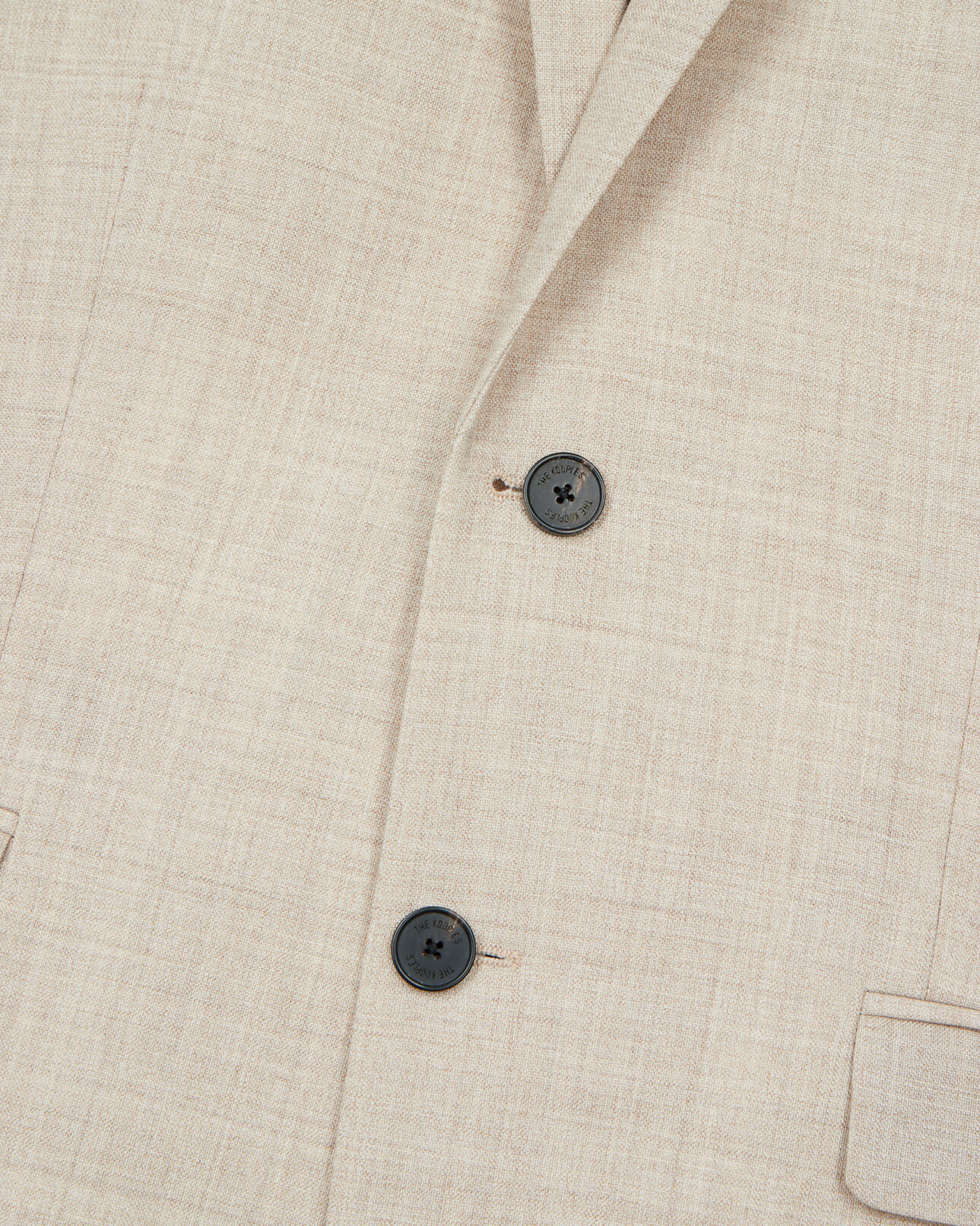 The Kooples HERREN BEIGE beigefarbene, schmal geschnittene anzugjacke aus wolle