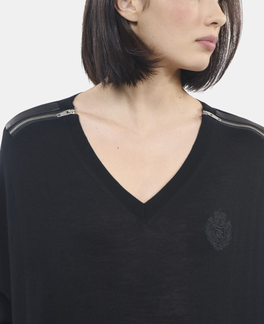 The Kooples DAMEN BLACK schwarzer pullover aus merinowolle