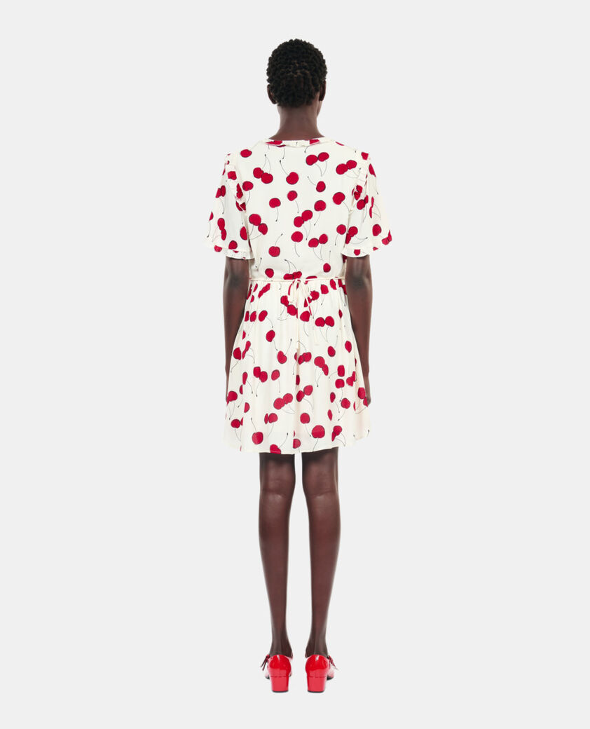 The Kooples FEMME ECRU RED robe courte avec imprim&eacute; cerise